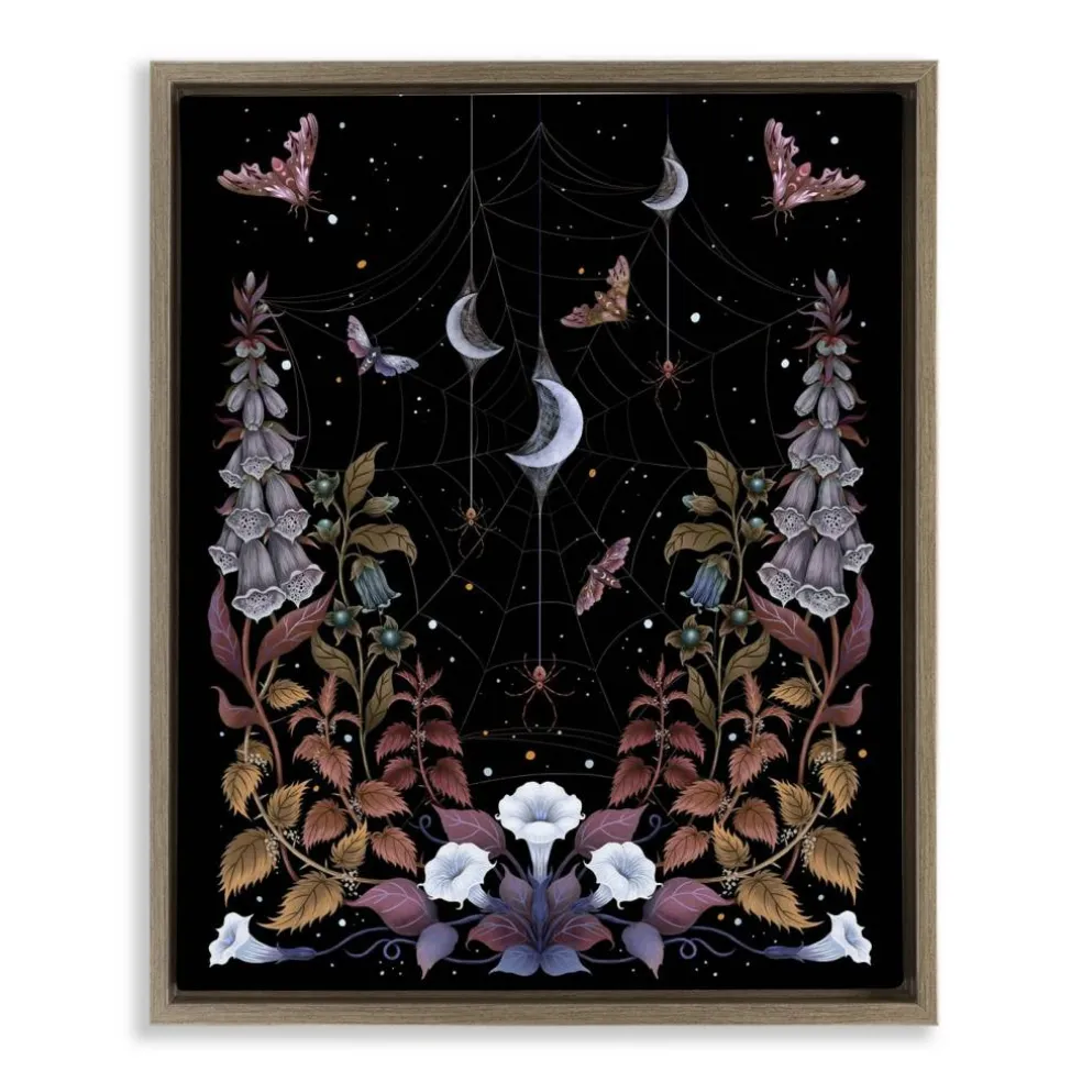 Stupell Industries Witch Garden with Spider Webs Floating Frame, design by Episodic Drawings