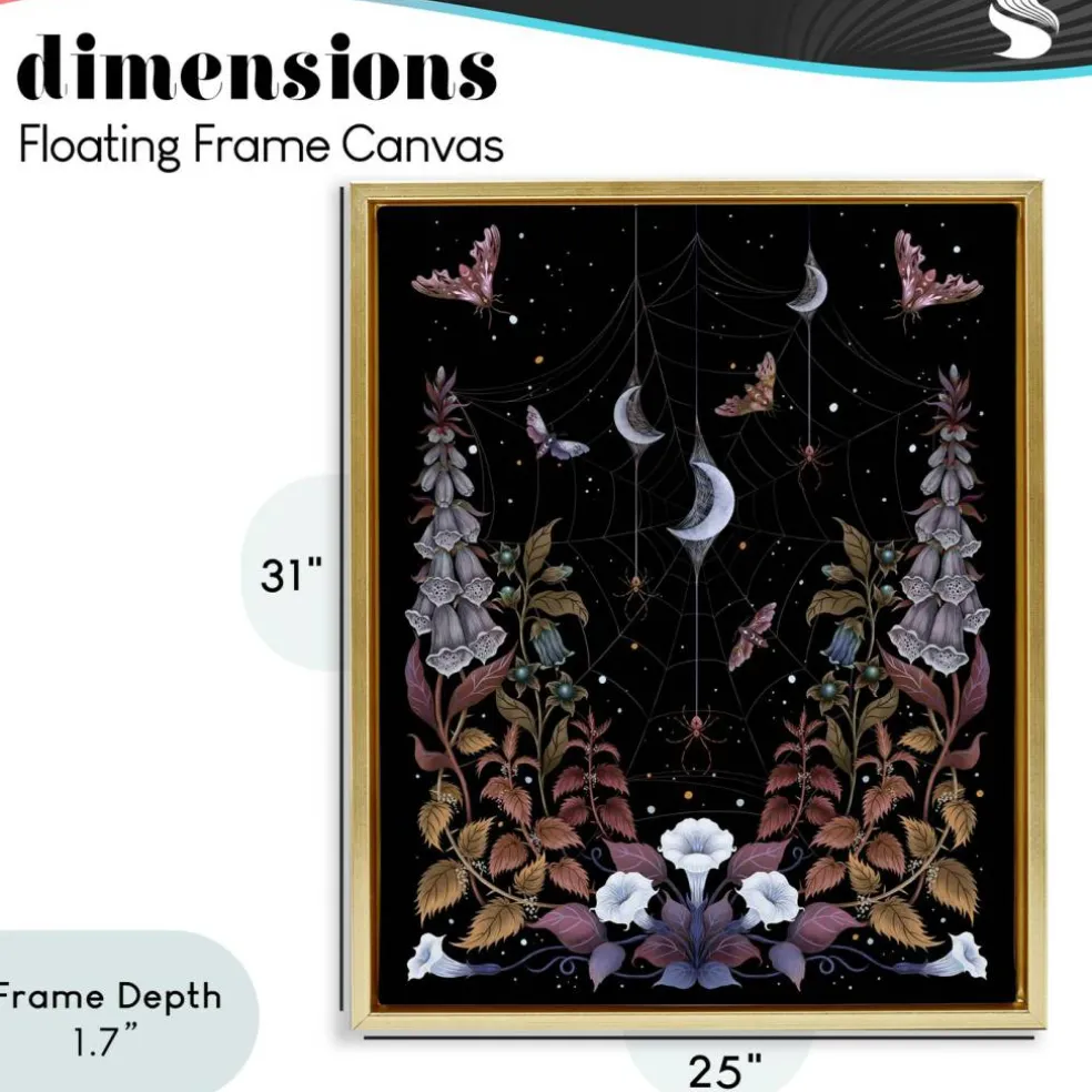 Stupell Industries Witch Garden with Spider Webs Floating Frame, design by Episodic Drawings