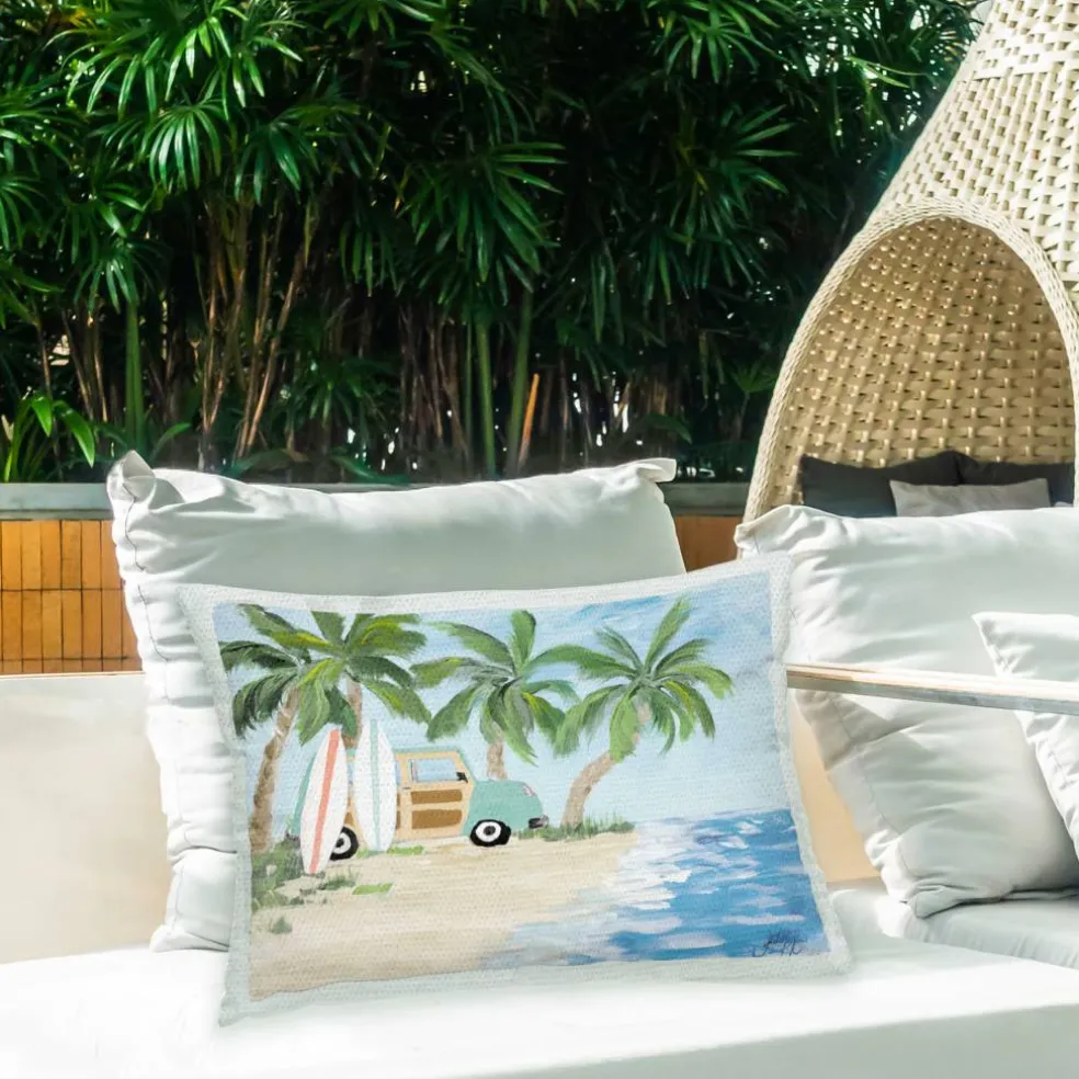 Stupell Industries 14" x 20" Tropical Vacation on Shore Outdoor Print Throw Pillow