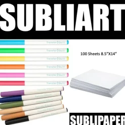 SubliArt Kit 12 Transfer Quill Pen and 100 Sheets 8.5