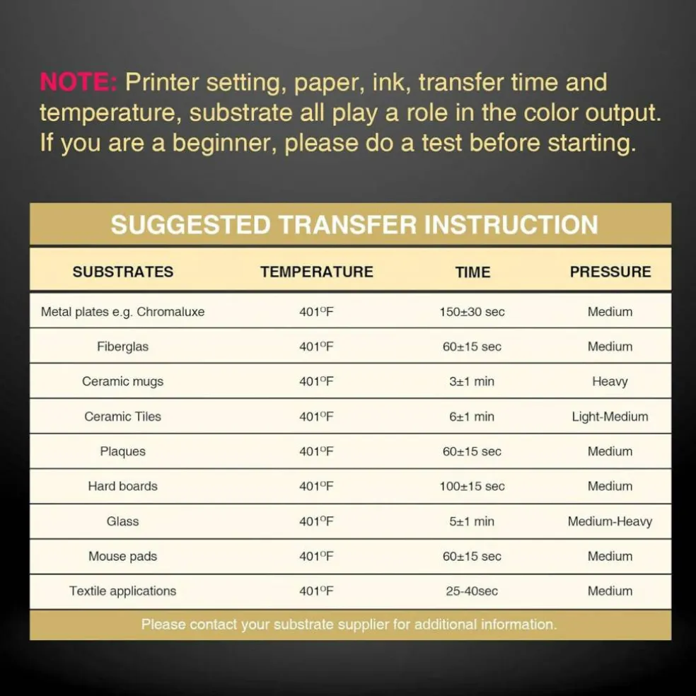 SUBLIPAPER Sublimation Paper - Heat Transfer Paper Sheets Compatible with Inkjet Sublimation Printers 105g