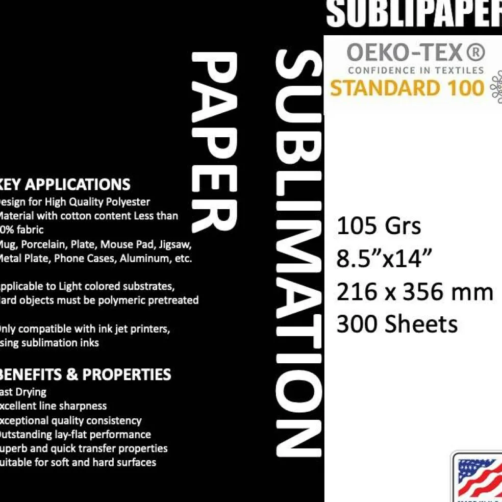 SUBLIPAPER Sublimation Paper - Heat Transfer Paper Sheets Compatible with Inkjet Sublimation Printers 105g