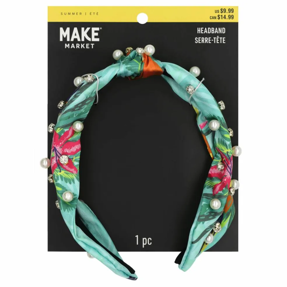 Summer Aqua Tropical Floral Fabric Headband by Make Market®