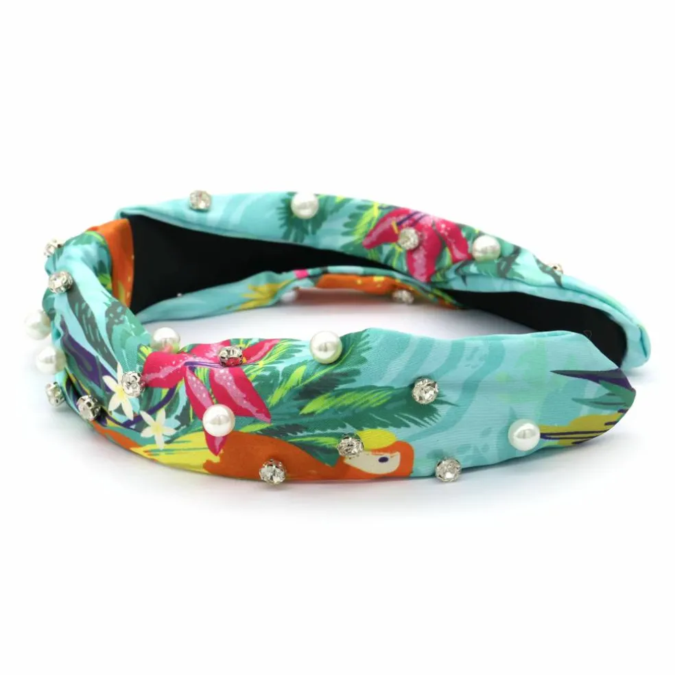 Summer Aqua Tropical Floral Fabric Headband by Make Market®