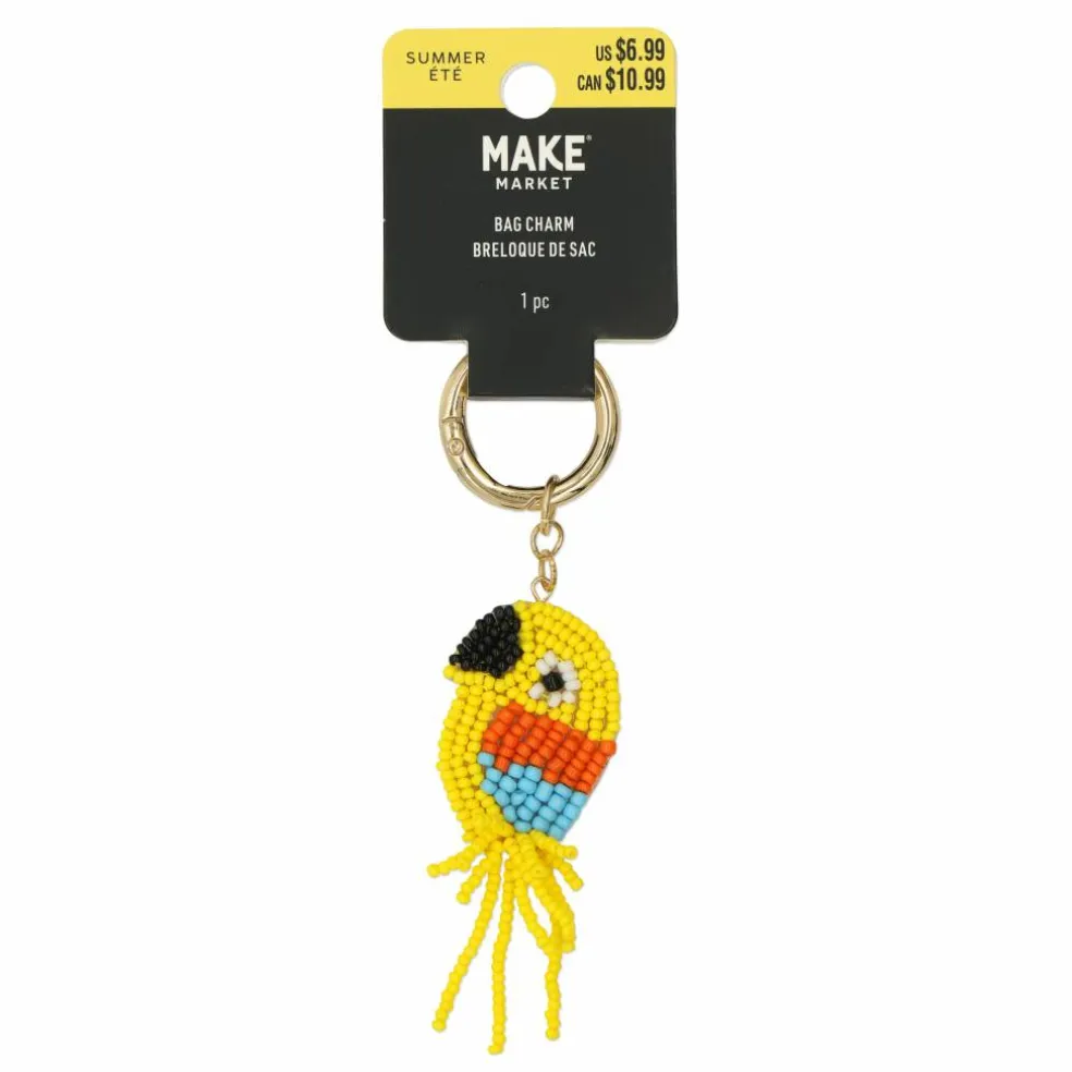 Summer Beaded Yellow Parrot Bag Charm by Make Market®