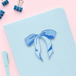 Summer Blue Bow Iron-On & Adhesive Embroidered Patch by Make Market®