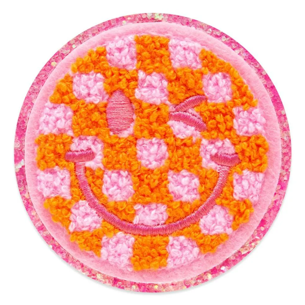 Summer Checker Smiley Iron-On & Adhesive Embroidered Patch by Make Market®