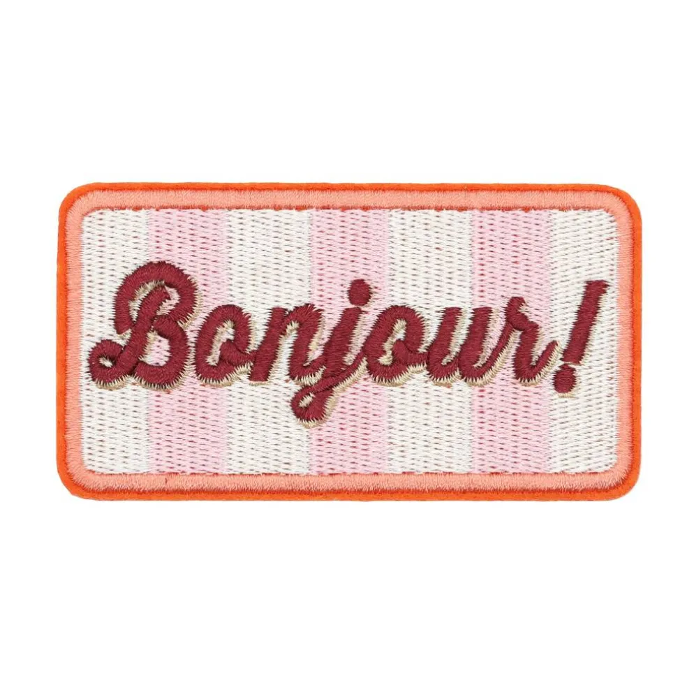 Summer Fashion Bonjour Iron-On & Adhesive Embroidered Patch by Make Market®