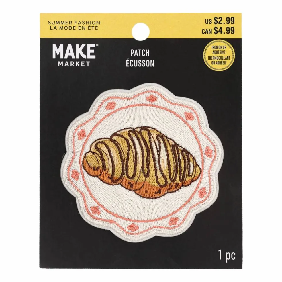 Summer Fashion Croissant Iron-On & Adhesive Embroidered Patch by Make Market®