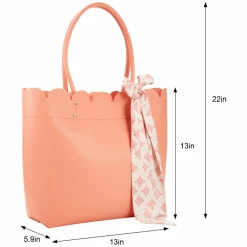 Summer Fashion Faux Leather Scalloped Tote with Scarf by Make Market®