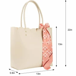 Summer Fashion Faux Leather Scalloped Tote with Scarf by Make Market®
