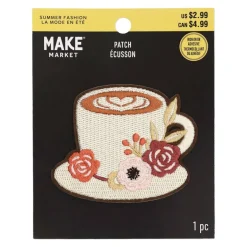 Summer Fashion Latte & Flowers Iron-On & Adhesive Embroidered Patch by Make Market®