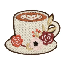 Summer Fashion Latte & Flowers Iron-On & Adhesive Embroidered Patch by Make Market®