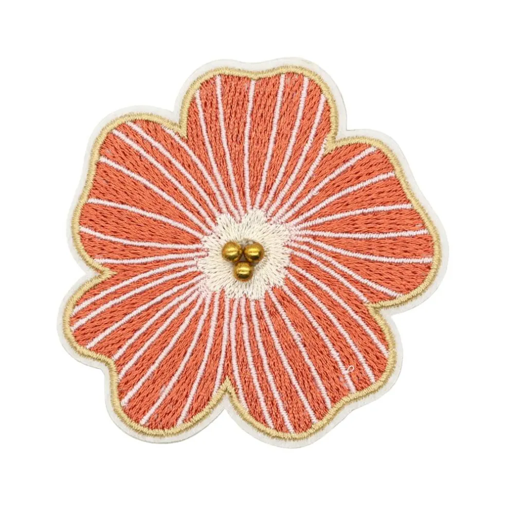 Summer Fashion Pink Flower Iron-On & Adhesive Embroidered Patch by Make Market®