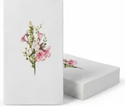 Summer Floral Blossom Disposable Guest Towel/Cocktail Napkin, Airlaid Buffet Linen-Feel Luxury Napkins for Buffet, Bathroom, Party & Home Use