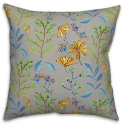 Summer Floral Print Throw Pillow