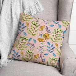 Summer Floral Print Throw Pillow