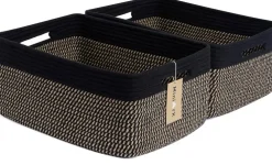 Summer Storage Baskets for Shelves, Closet Organizers Bins for Clothes Blanket Towels, Baby Nursery, Toy Baskets Box, Woven Rope Baskets, 17 x 13 x 7.5”, 2 Packs Woven Brown