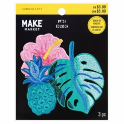 Summer Tropical Plants & Flowers Iron-On & Adhesive Embroidered Patch Set by Make Market®