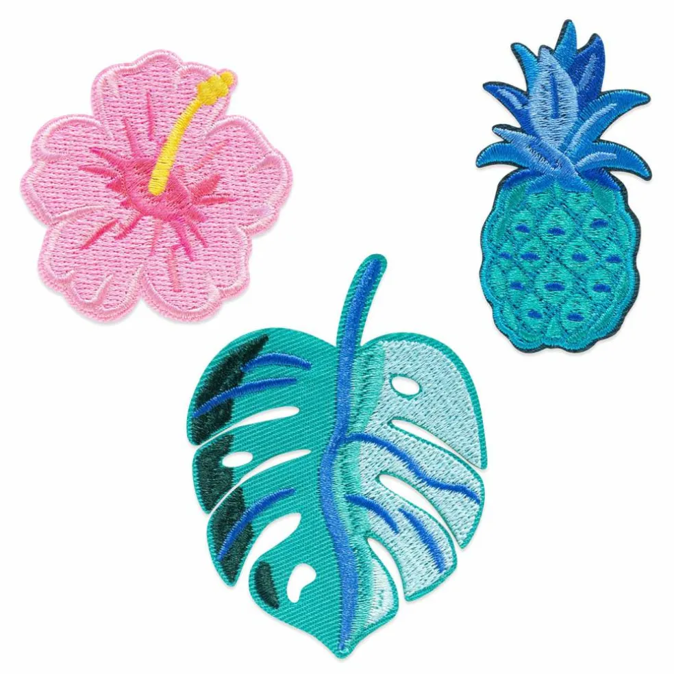 Summer Tropical Plants & Flowers Iron-On & Adhesive Embroidered Patch Set by Make Market®