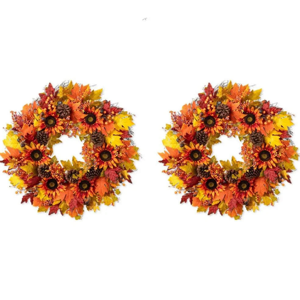 Sunflower Harvest Decor Set – 30" Wreath, 38" Teardrop Swag & 12ft Garland