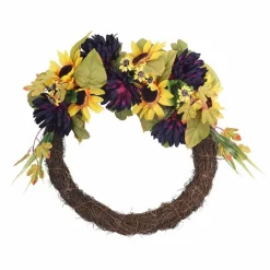 20" Sunflower & Mum Summer Wreath