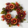 24" Sunflower, Pumpkin, Pinecone & Berries Fall Artificial Wreath