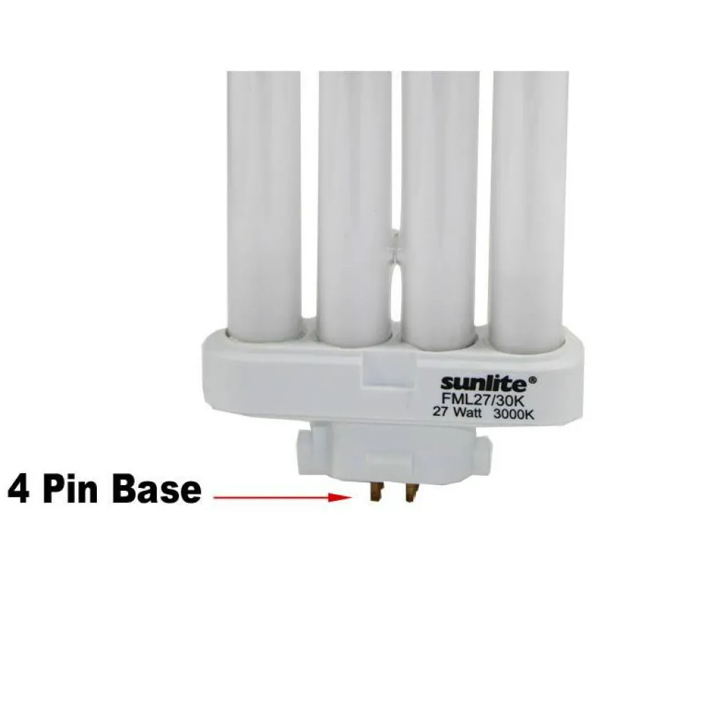 SUNLITE FML 27W 3000K Warm White Quad Tube GX10Q-4 4Pin Base Fluorescent Bulb