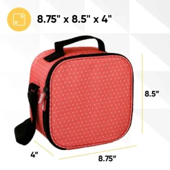 Superio Insulated Lunch Bag with Containers, Thermal Lined Lunch Box, Red