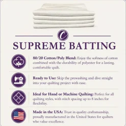Supreme Batting - 80/20 Cotton/Poly Blend - Throw (60
