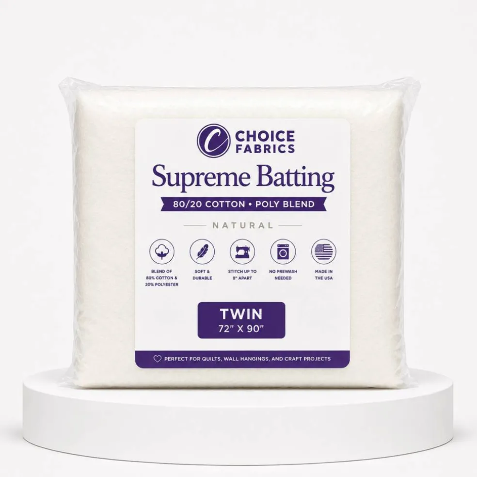 Supreme Batting - 80/20 Cotton/Poly Blend - Twin (72" x 90")