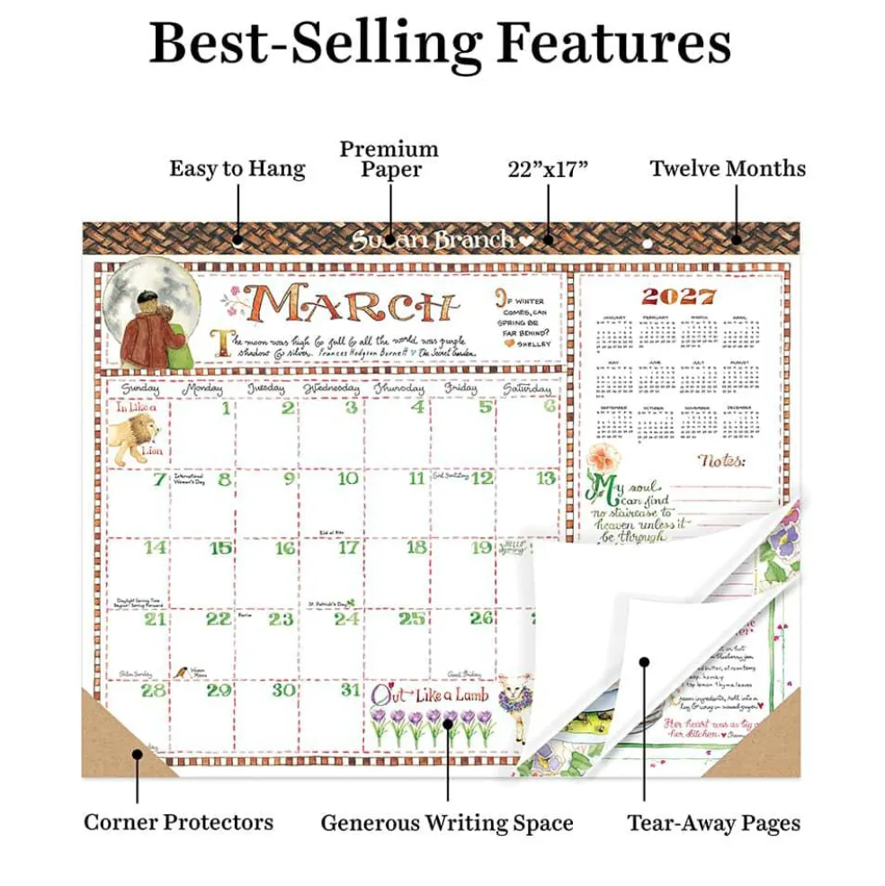 2027 Susan Branch Large Desk Pad Monthly Blotter Calendar