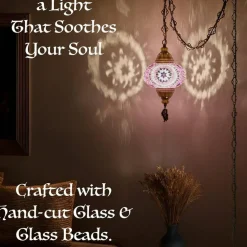 Swag Lamp Fixture with 15ft Cord & Chain (Green Blue Turquoise)