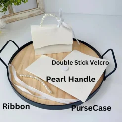 Sweet Degrees Kitchen Embossed Handbag Favor Box with Pearl Handle and Ribbon