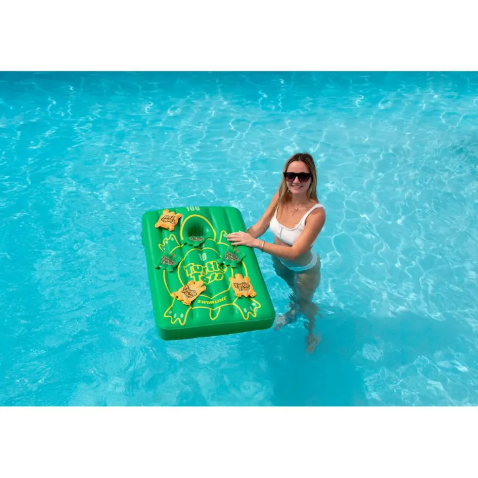 Swim Central 36" Green Inflatable Turtle Toss Cornhole Pool Game