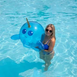 Swim Central 29" Inflatable Blue Narwhal Beach Ball with Tusk