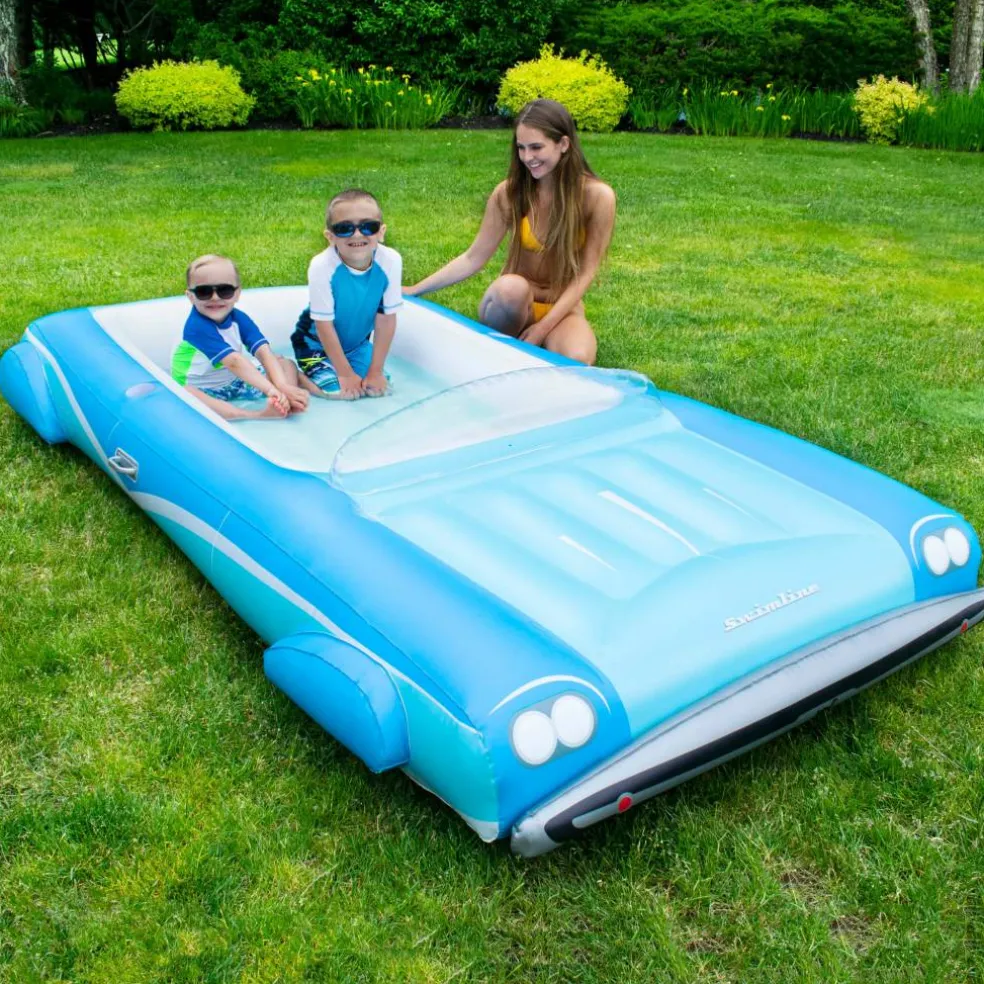 Swimline 8.75ft. Blue Classic Convertible Car Inflatable Swimming Pool Lounger Float