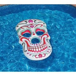Swimline 5ft. Inflatable White & Pink Sugar Skull Swimming Pool Float