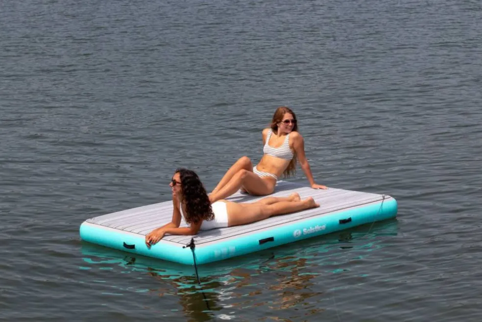 Swimline Luxe Inflatable Dock with Traction Pad and Ladder - 8' x 5'