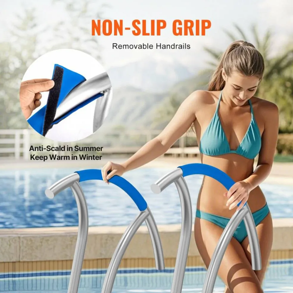 Swimming Pool Handrail 2 Pack, Rust-Resistant Grab Bar with Grip