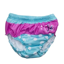 SwimWays 8" Pink and Blue Fish with Polka Dot Print Reusable Swim Diaper - 12 Months