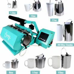 Swing Design 7-in-1 Tumbler Heat Press 20oz/30oz Bundle - Turquoise