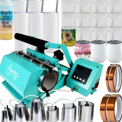 Swing Design 7-in-1 Tumbler Heat Press 20oz/30oz Bundle - Turquoise