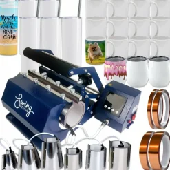 Swing Design 7-in-1 Tumbler Heat Press 20oz/30oz Bundle - Navy