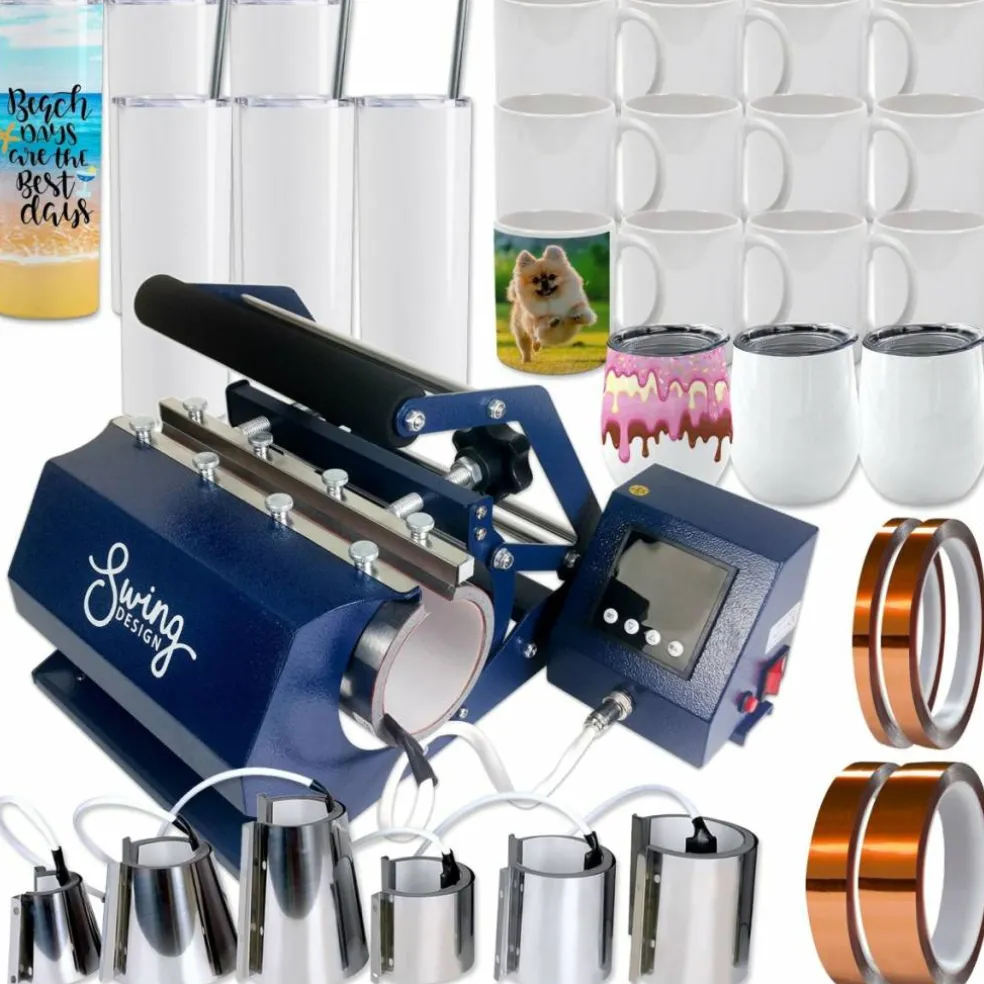 Swing Design 7-in-1 Tumbler Heat Press 20oz/30oz Bundle - Navy