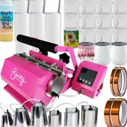 Swing Design 7-in-1 Tumbler Heat Press 20oz/30oz Bundle - Pink