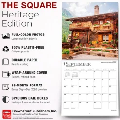 Switzerland | 2027 12 x 24 Inch (Hanging) Monthly Square Wall Calendar | Plastic-Free