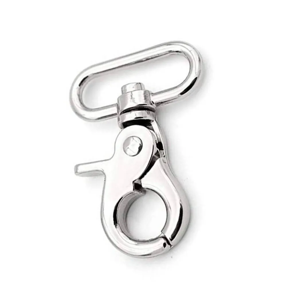 Swivel Hook Nickel Plated Brass Base Side Claw 1.5 Inches Long 1/2 Inch Loop