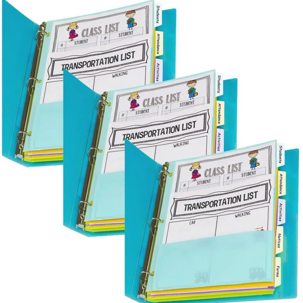 5-Tab Index Dividers with Multi-Pockets, Bright Color Assortment, 8-1/2 x 11, 3 Sets