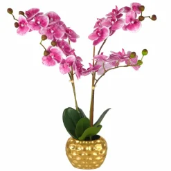 24" Tabletop Pink Orchid Plant in Gold Ceramic Pot by Ashland®